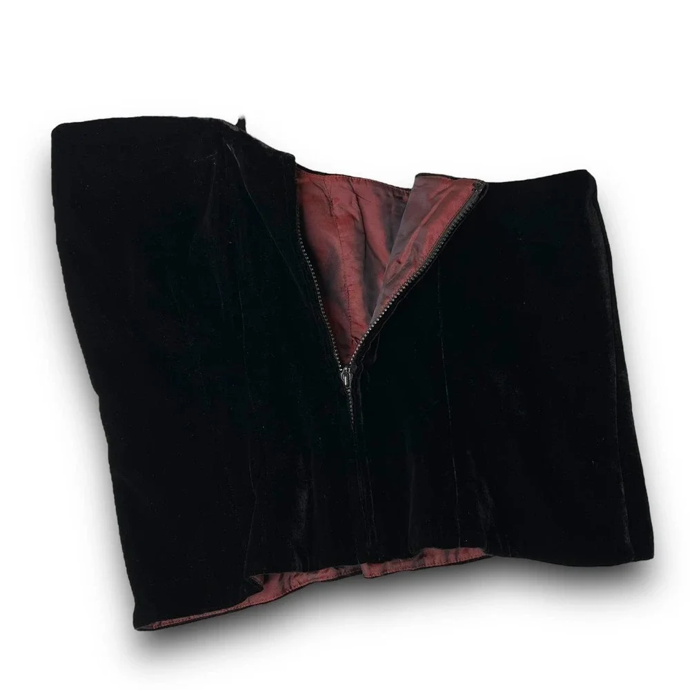 Ann Taylor Black Velvet Strapless Corset Tube Top Size 6